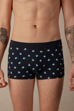 Intimissimi Alarm Clock in Stretch Supima® Bomull Boxer Herre Blå | NOJJ3402