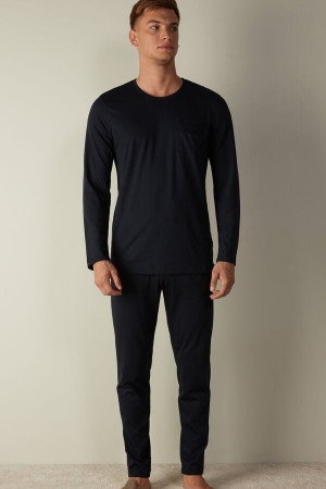 Intimissimi Basic Supima® Bomull Pant Set Pyjamas Herre Blå | NOOR3145
