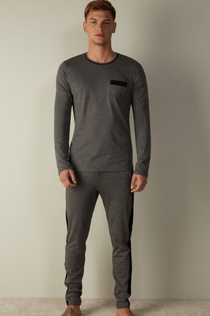 Intimissimi Basic Supima® Bomull Pant Set Pyjamas Herre Dyp Grå | NOFM3140