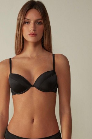 Intimissimi Bellissima Silk Push-Up BH Dame Svarte | NOMA4720