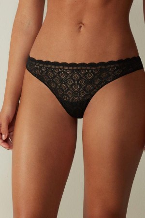 Intimissimi Blonder and Microfiber Brazilian Truser Dame Svarte | NODN3529