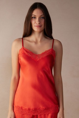 Intimissimi Blonder and Silk Tank Top Dame Dyp Rød | NOHK4313