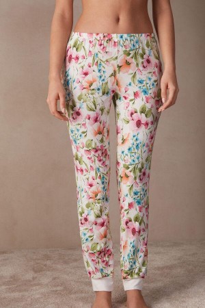 Intimissimi Botanical Lyrics Full Length Modal Pants Pyjamas Dame Hvite | NOBC4019