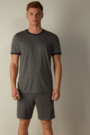 Intimissimi Cropped Basic Supima® Bomull Pyjamas Herre Dyp Grå | NOEX3133