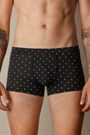 Intimissimi Dotted in Stretch Supima® Bomull Boxer Herre Svarte | NOHK3455