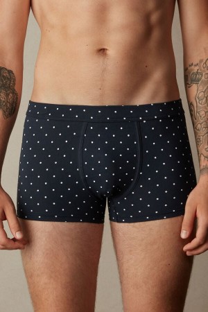 Intimissimi Dotted in Stretch Supima® Bomull Boxer Herre Blå | NOHK3403