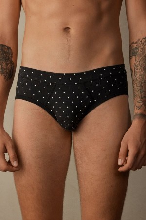 Intimissimi Dotted in Stretch Supima® Bomull Truser Herre Svarte | NOFM3335
