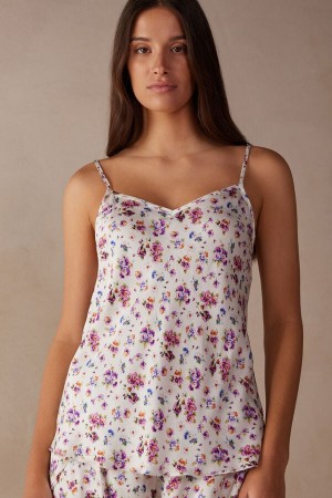 Intimissimi Dreaming of Spring Satin Tank Top Dame Hvite | NONB4305