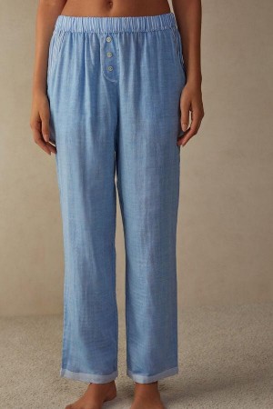 Intimissimi Early in the Morning Bomull Cloth Pants Pyjamas Dame Lyse Blå | NOYU3986