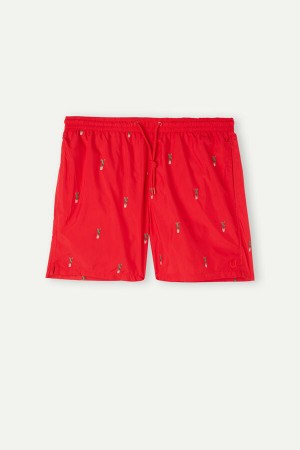 Intimissimi Embroidered Cactus Badebukse Herre Rød Grønn | NOFM3308