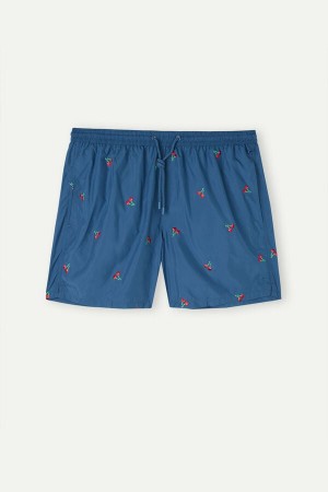 Intimissimi Embroidered Cherry Badebukse Herre Blå Rosa | NODN3309