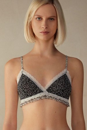 Intimissimi Emma A Floral Affair Triangle BH Dame Svarte | NOQZ4896