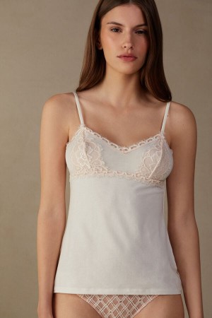 Intimissimi Floral Groove Modal Tank Top Dame Lyse Rosa Hvite | NOKI4337