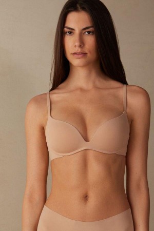 Intimissimi Gioia B Cup Microfiber Super Push-Up BH Dame Beige | NOLH4700