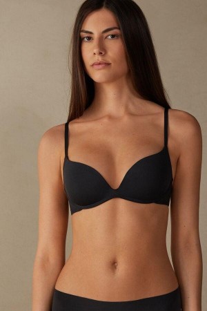 Intimissimi Gioia B Cup Microfiber Super Push-Up BH Dame Svarte | NOZG4699