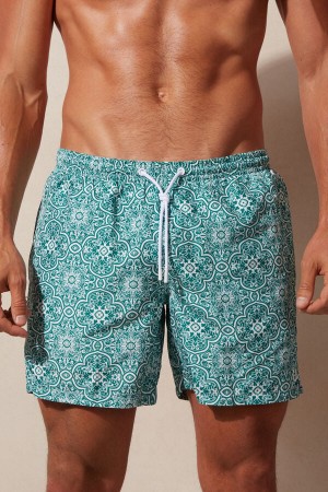 Intimissimi Green Majolica Print Badebukse Herre Hvite Grønn | NOLH3303