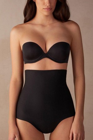 Intimissimi High Liv Shaping Hipster in Seamless Microfiber Truser Dame Svarte | NOIS3749