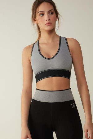 Intimissimi In Action with Supima® Bomull Lining BH Dame Grå Svarte | NOFM4801