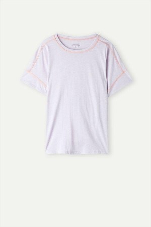 Intimissimi Iris and Apricot Kort Sleeve Supima® Ultrafresh Bomull Top Pyjamas Dame Lilla | NOLH3972