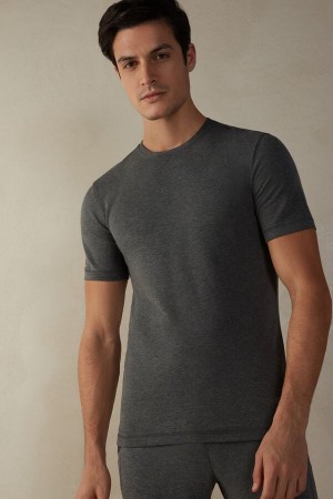 Intimissimi Kort-Sleeve Modal-Cashmere T-skjorte Herre Dyp Grå | NOAP3054