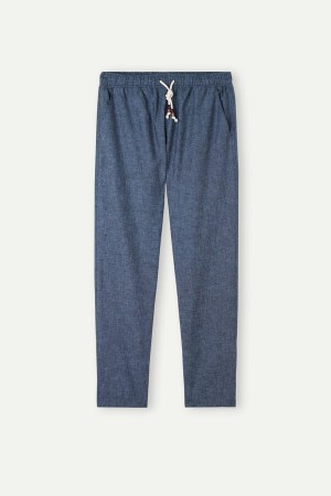 Intimissimi Linen and Bomull Full Length Bukse Herre Blå | NOTV3078