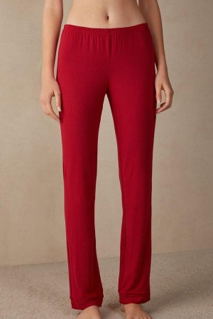 Intimissimi Long Micromodal Trousers Pyjamas Dame Rød | NOWY4042