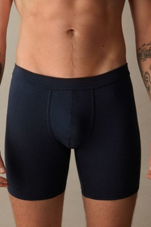 Intimissimi Long in Stretch Supima® Bomull Boxer Herre Blå | NOGL3423