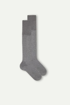 Intimissimi Men’s Long in Patterned Lisle Bomull Sokker Herre Dyp Grå | NOEX3275