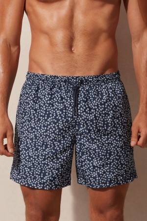 Intimissimi Micro Flower Print Badebukse Herre Blå | NORW3318