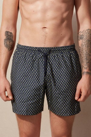 Intimissimi Micro Ice Cream Cone Print Badebukse Herre Blå Pisket Krem | NOCE3300
