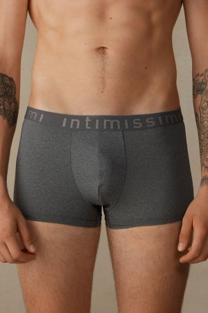 Intimissimi Microfiber Logo Shorts Boxer Herre Dyp Grå | NOFM3483
