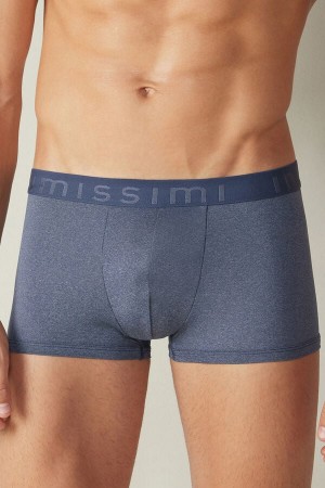 Intimissimi Microfiber Logo Shorts Boxer Herre Blå | NOOR3463
