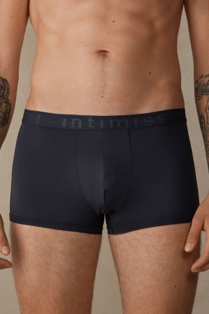 Intimissimi Microfiber Logo Shorts Boxer Herre Blå | NOYU3439