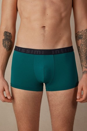 Intimissimi Microfiber Logo Shorts Boxer Herre Turkis Grønn Blå | NOIS3412