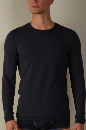 Intimissimi Modal-Cashmere Top Langermet Herre Blå | NOFM3122