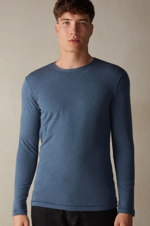 Intimissimi Modal-Cashmere Top Langermet Herre Blå | NODN3096