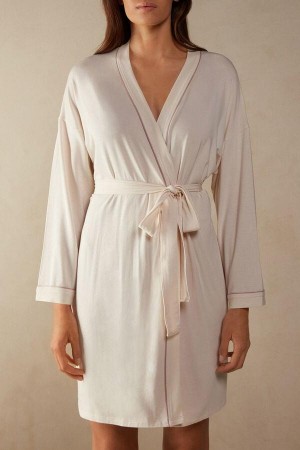 Intimissimi Modal Kimono Pyjamas Dame Lyse Gul Hvite | NOCE3865