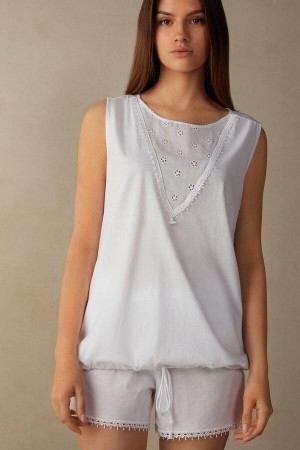 Intimissimi Morning Feelings Tank Top in Supima® Ultrafresh Bomull Pyjamas Dame Hvite | NOGL3943