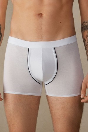 Intimissimi Natural Fresh Supima® Bomull Boxer Herre Hvite Blå | NOEX3469