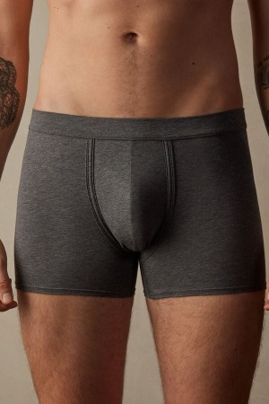 Intimissimi Natural Fresh Supima® Bomull Boxer Herre Dyp Grå Blå | NOIS3464