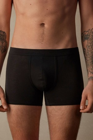 Intimissimi Natural Fresh Supima® Bomull Boxer Herre Svarte | NOQZ3392