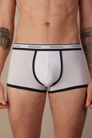 Intimissimi Natural Fresh Supima® Bomull with Logo Boxer Herre Hvite Blå | NOWY3391