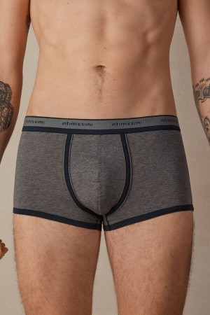Intimissimi Natural Fresh Supima® Bomull with Logo Boxer Herre Dyp Grå Blå | NOEX3390