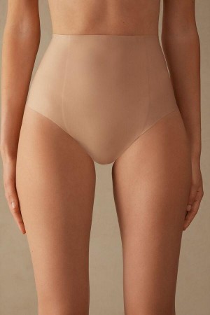 Intimissimi Raw-Cut Microfiber French Knickers Truser Dame Beige | NOMA3732