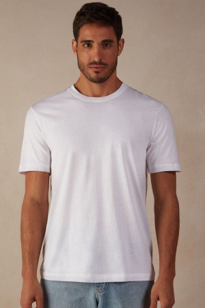 Intimissimi Regular Fit in Extrafine Supima® Bomull T-skjorte Herre Hvite | NOSO3026