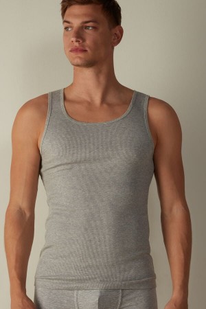 Intimissimi Ribbet Supima Bomull Tank Top Herre Lyse Grå | NOXF3017