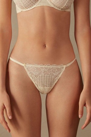 Intimissimi Romantic Heritage String Thong Truser Dame Hvite | NOEX3781