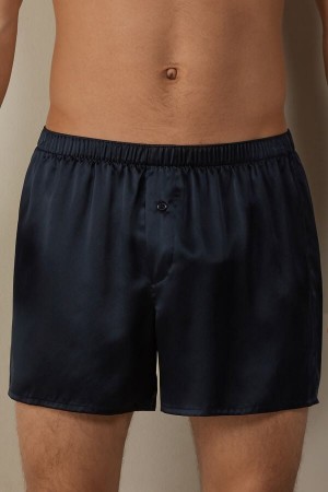 Intimissimi Silk Boxer Herre Blå | NOVD3448