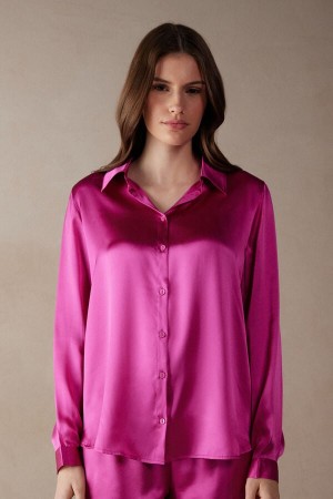 Intimissimi Silk Shirt Langermet Dame Rosa | NOQZ4224