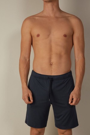 Intimissimi Silk and Modal Shorts Pyjamas Herre Blå | NOJJ3189